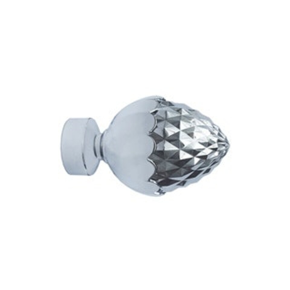 image 1 of 35mm Fixed Length Metal Curtain Pole Set Chrome Acorn Finial 95cm | Silver | Silver