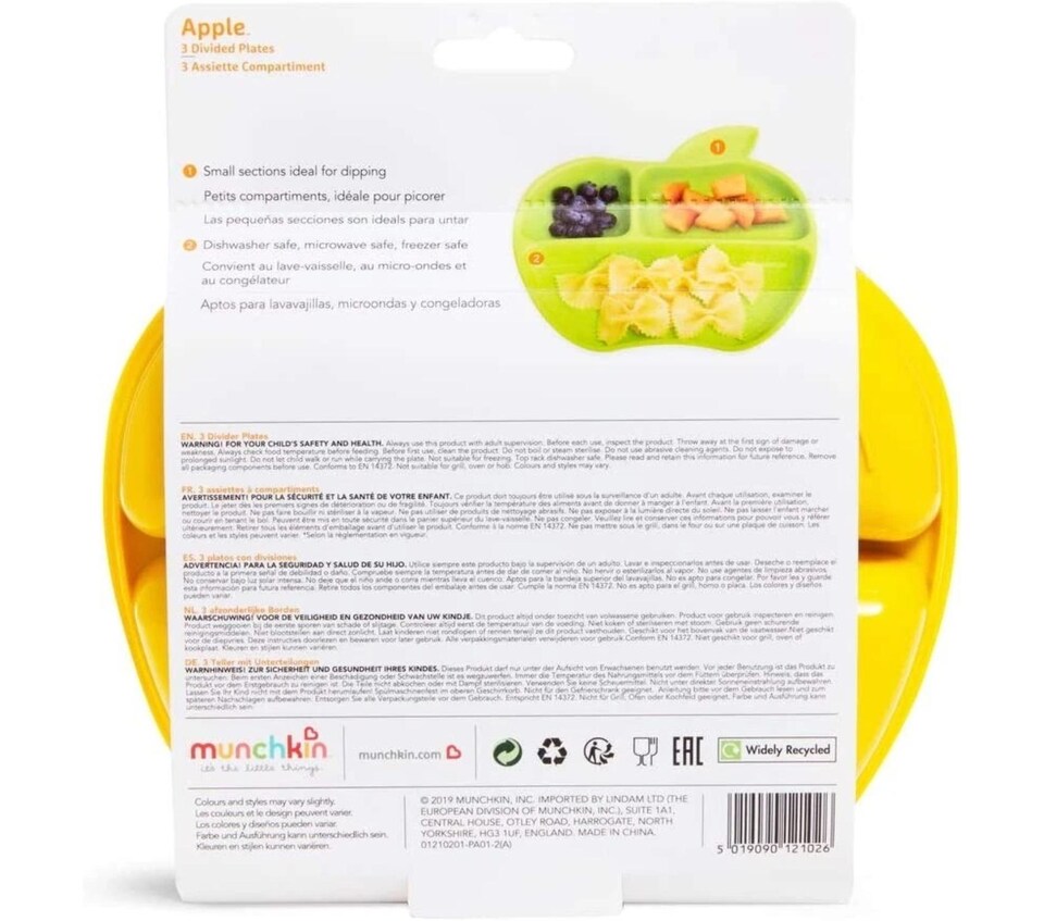 image 1 of Munchkin Baby Feeding Dishes Food Weaning Lil Apple Plates 3Pk