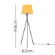 image 3 of ValueLights Camden Black Tripod Floor Lamp Mustard Taper Shade & Bulb Yellow
