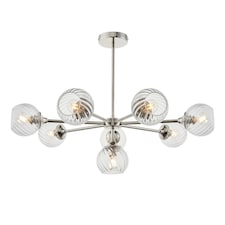 Allegra 8 Light Multi Arm Glass Shade Ceiling Pendant Bright Nickel