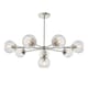 image 1 of Allegra 8 Light Multi Arm Glass Shade Ceiling Pendant Bright Nickel