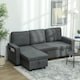 image 2 of HOMCOM Pull Out Sofa Bed L Shape w/ Reversible Chaise Dark Grey Grey