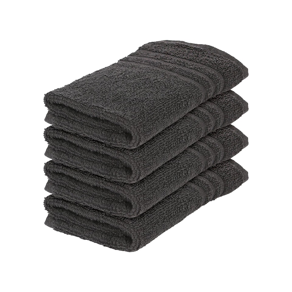 image 1 of Nicola Spring Cotton Wash Cloths - 30cm x 30cm - Charcoal - Pack of 4