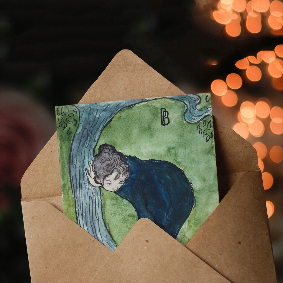 image 1 of Pierre Bonnard Art Card The False Step Watercolour Painting