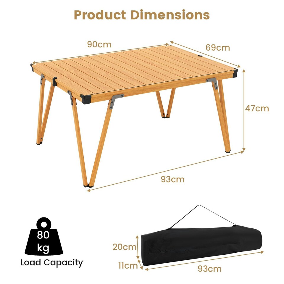 image 1 of COSTWAY Folding Camping Table Picnic Table w/ Storage Bag N/A