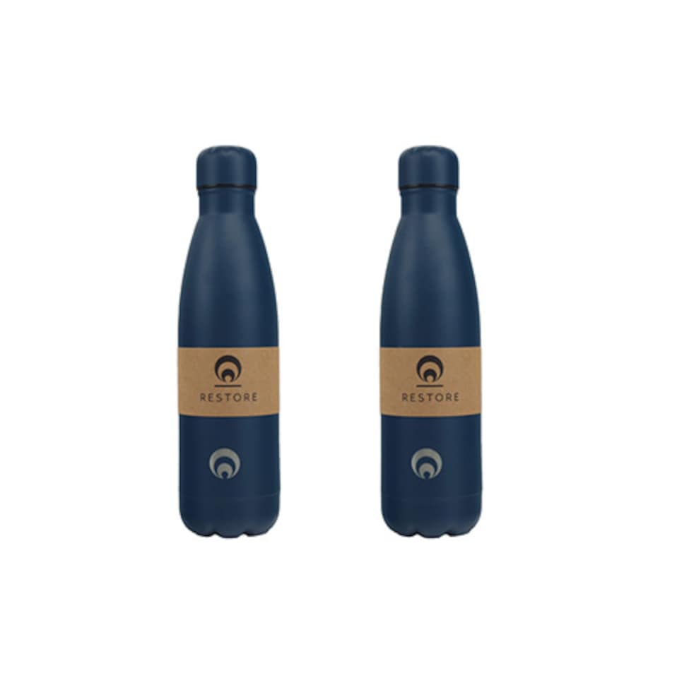 image 1 of Restore Roam Stainless Steel Insulated Thermal Bottle 500ml Navy 2 Pack