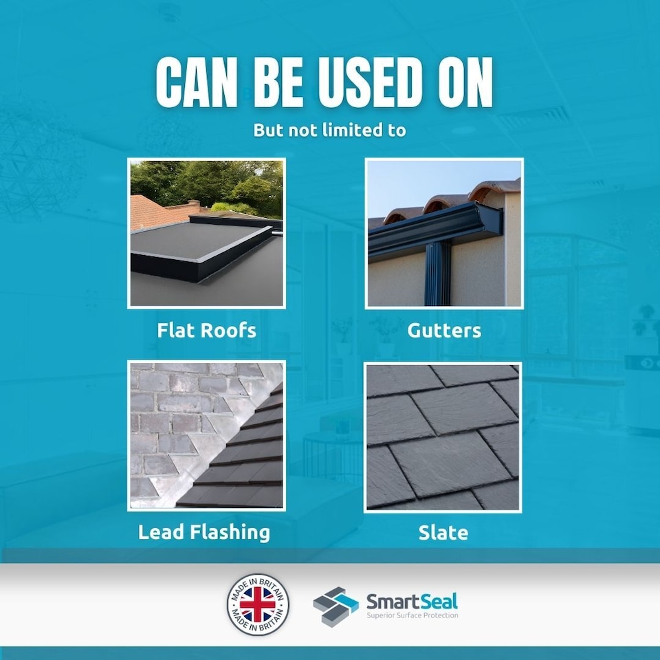 image 1 of Smartseal Liquid Roof Repair, Black, Repair and Waterproof Roof Leaks, Gutters, Lead Flashing, Metal, Slate, Concrete, Felt, 1L