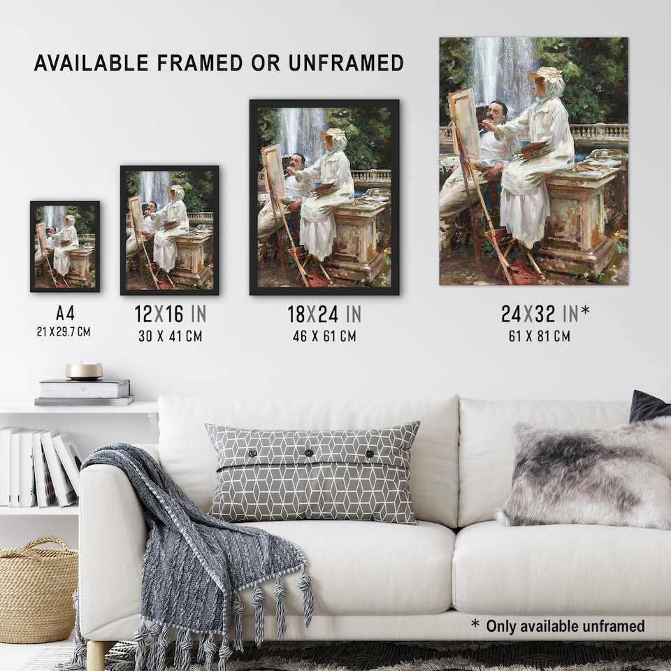 image 1 of The Fountain Villa Torlonia Sargent Framed Wall Art Print 12X16"