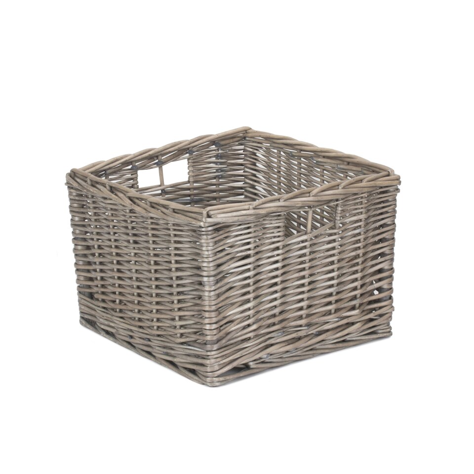 image 1 of Square Antique Wash Unlined Storage Basket Brown | Brown | M