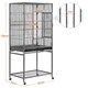 image 3 of Yaheetech 136 cm Tall Mobile Large Parrot Cage w/ Stand Black