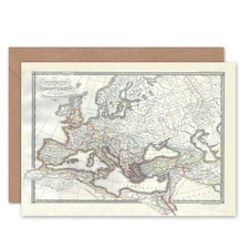 1850 Map Roman Empire Divided East West Art Card