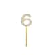 image 1 of Gold Sparkle Diamond Number 6 Cake Topper Gold