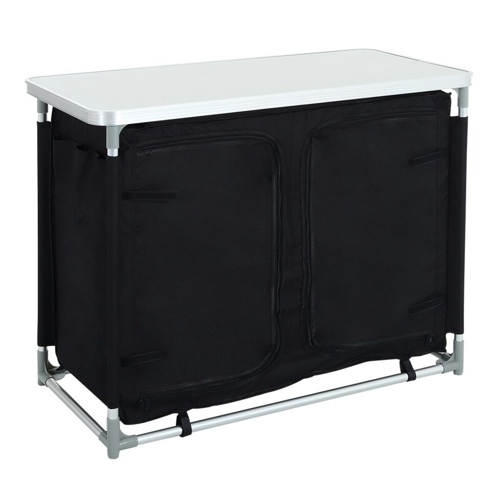 image 1 of Living and Home Camping Kitchen Table Portable Cabinet - Black