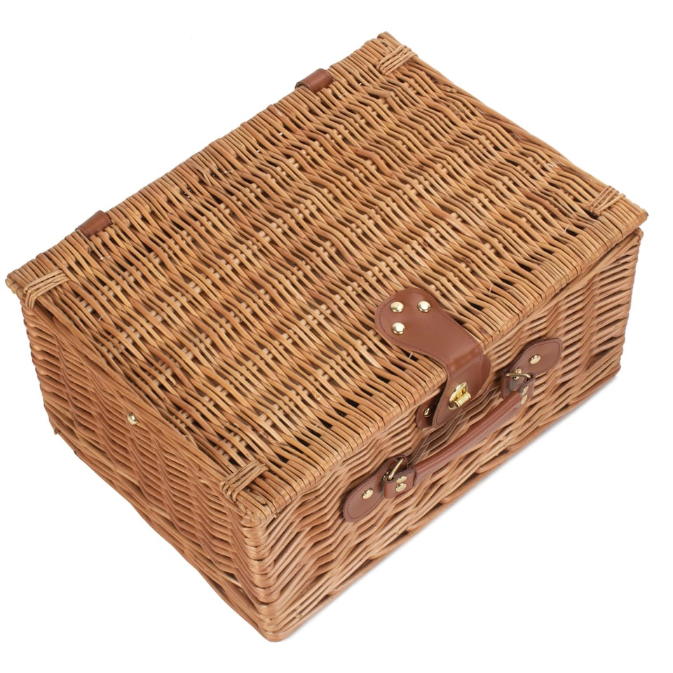 image 1 of 2 Person Blue Tweed Fitted Picnic Basket | Blue | Blue | 1