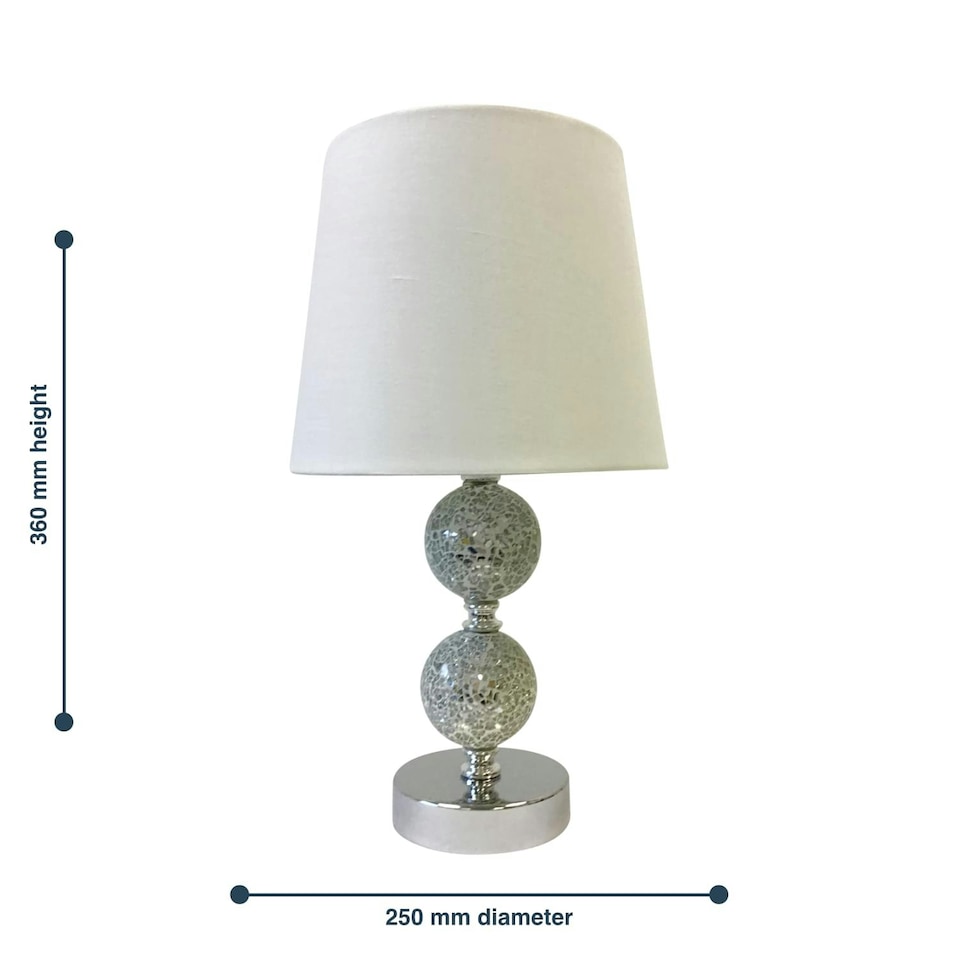 image 1 of Set of 2 Mosaic Touch Lamps with White Shades Chrome | White