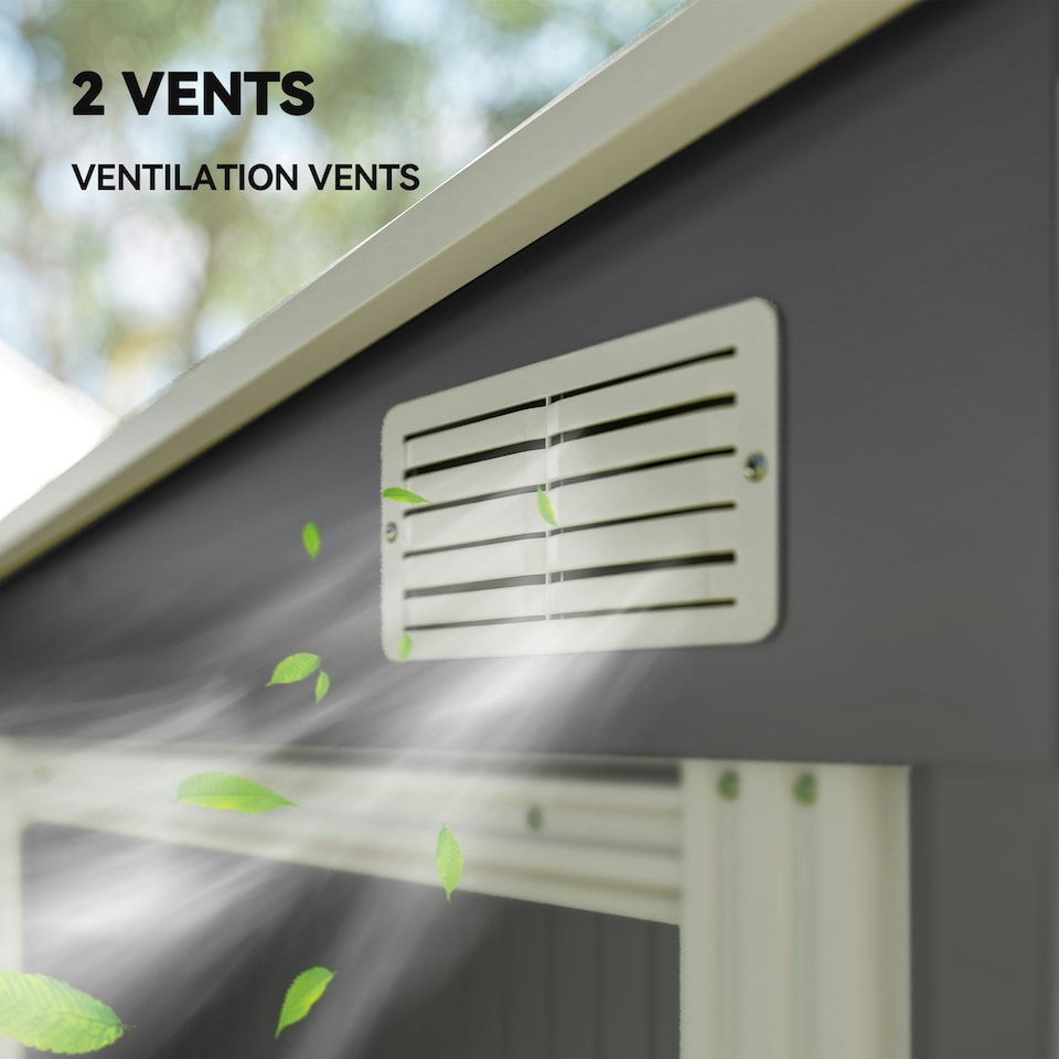 image 1 of Outsunny 7 x 5FT Garden Shed w/ Foundation Lean to Metal Tool Shed Dark Grey | Multi | 154W x 206.5D x 181Hcm | 1