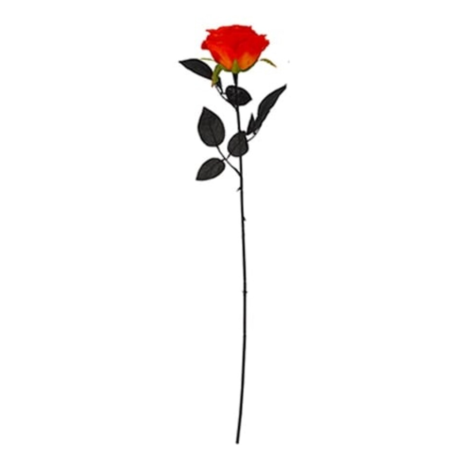 Artificial Orange Rose with Black Stem 63cm