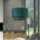 image 5 of Set of 2 Kozy - Dark Green and Gold 30cm Pendant Shades Green | Gold