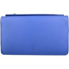 London Leathergoods Womens Large Soft Leather RFID Clutch Bag / Purse | Blue | Periwinkle