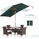 image 3 of Outsunny Wooden Patio Umbrella Parasol Outdoor Sunshade 6 Ribs Green