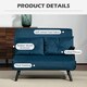 image 6 of HOMCOM 2 Seater Sofa Bed, Click Clack Convertible Bed Settee, Modern Velvet Feel Fabric Sofa Couch with 2 Tufted Cushions, Wood Armrests for Living Room, Bedroom, Guest Room, Navy Blue