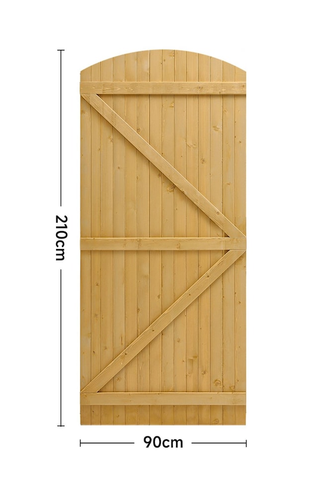 image 1 of Living and Home Semi-Braced Arch Top Wooden Garden Gate, 90x210cm