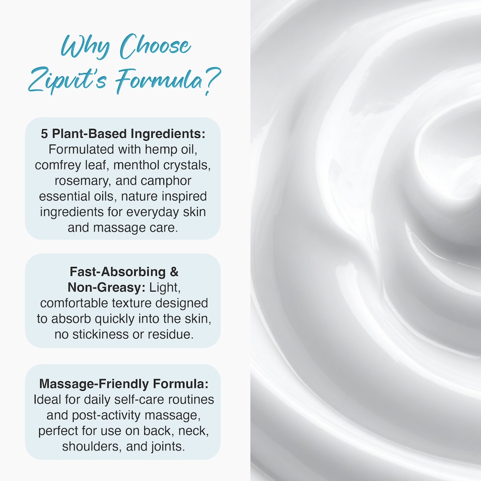 image 1 of Zipvit Hemp Seed Oil Cream,  Natural Muscle & Joint Support with Menthol & Essential Oils
