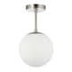 image 2 of Traditional Glass Globe IP44 Bathroom Ceiling Light Fixture in Satin Nickel | Silver | Satin Nickel | 1