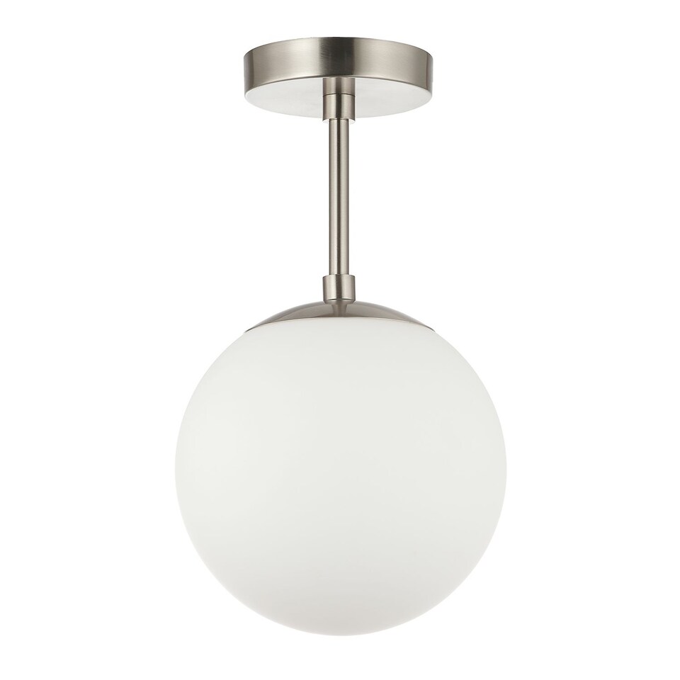 image 1 of Traditional Glass Globe IP44 Bathroom Ceiling Light Fixture in Satin Nickel | Silver | Satin Nickel | 1