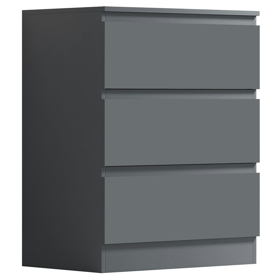image 1 of FWStyle Carlton 3 Drawer Chest Of Drawers - Matt Dark Grey