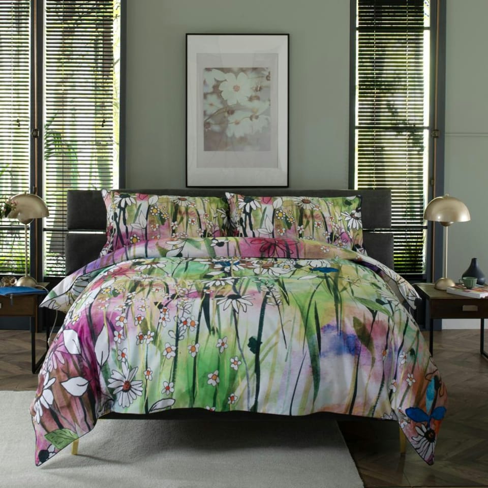 image 1 of 100% Cotton The Common Digital Print Duvet Cover Set Green | Multi | Double