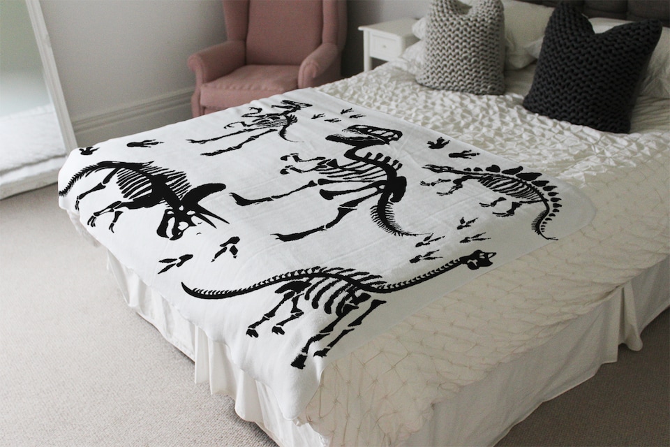 image 1 of Stylish Dinosaur Silhouettes Designer Blanket | Multi