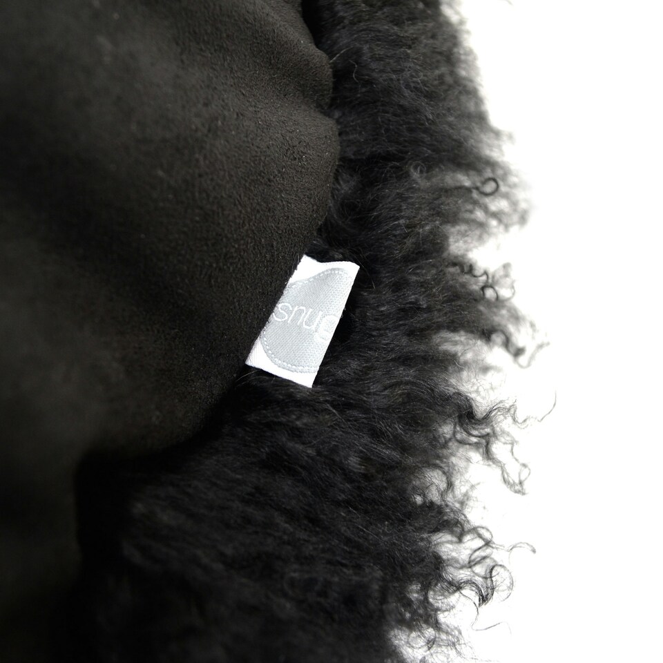 image 1 of SNUGRUGS Mongolian Sheepskin Cushion - Round - 40cm | Black | Round 40cm