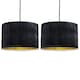 image 1 of Set of 2 Sundance - Black Pleated 30cm Lamp Shades with Gold Inner | Black | Black velvet with gold cardboard inner detail | 2