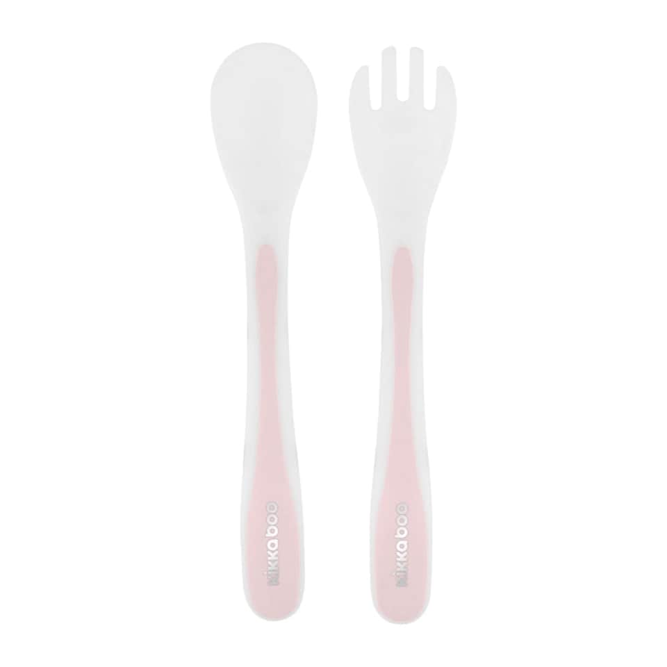 image 1 of Kikka Boo Spoon and Fork Set Pink
