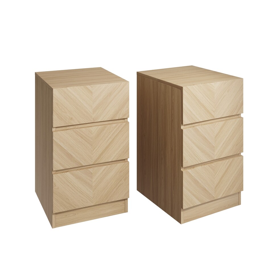 image 1 of GFW Catania Pair of 3 Drawer Bedside Tables - Euro Oak
