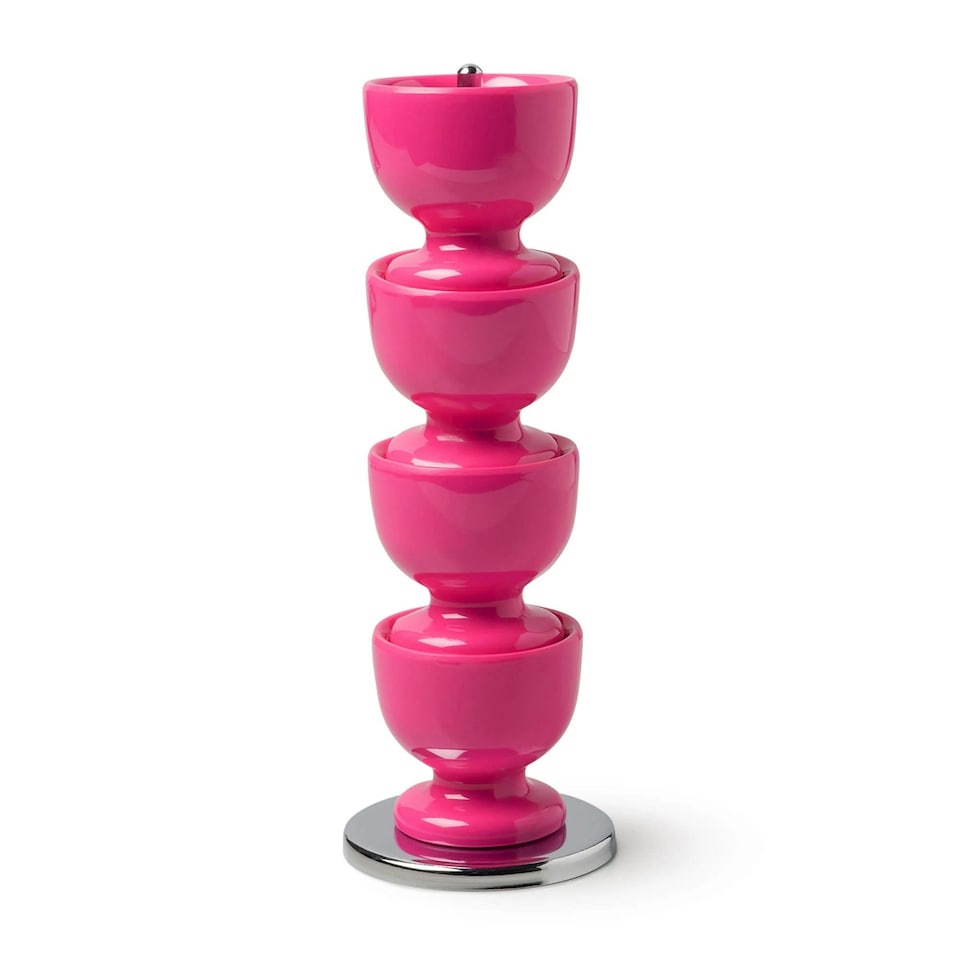 Zeal Stack & Store Egg Cups Set with Chrome Stand, Set of 4, Neon Pink