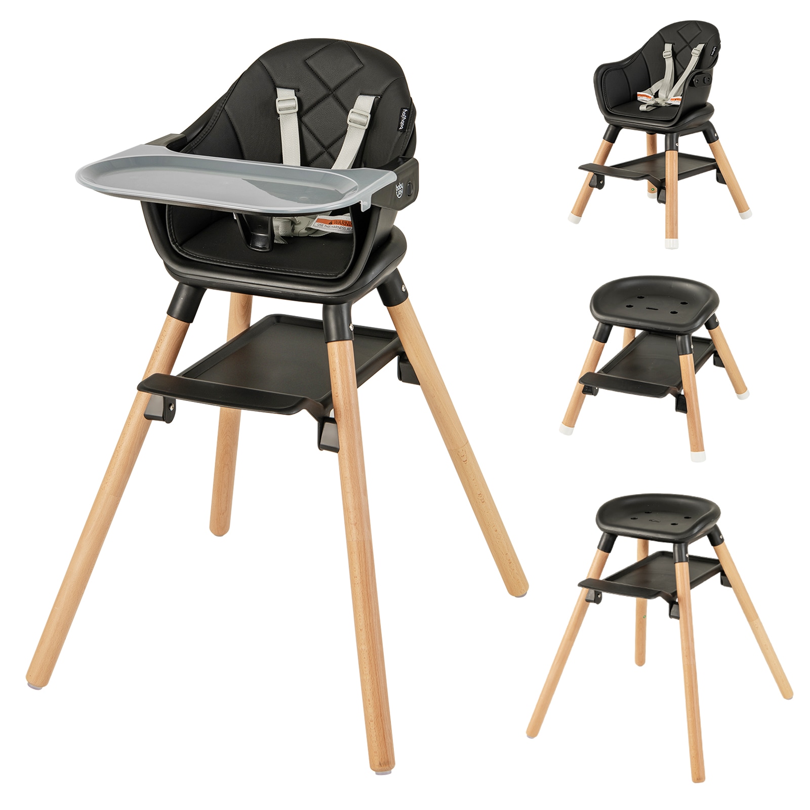 Costway 3 in 1 High Chairs for Babies Toddlers 6 Modes Convertible Highchair