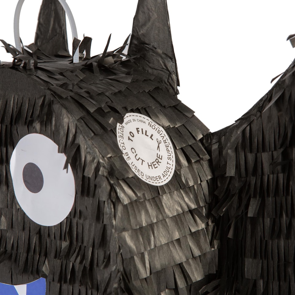 image 1 of Pinatas Halloween Bat Cardboard Pinata, Stick and Blindfold Set - W56cm x D10.5cm x H30cm - Black