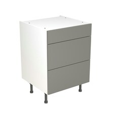 3 Drawer Base Unit 600mm w/ Slab Cabinet Door - Super Gloss Dust Grey Grey | Super Gloss Dust Grey