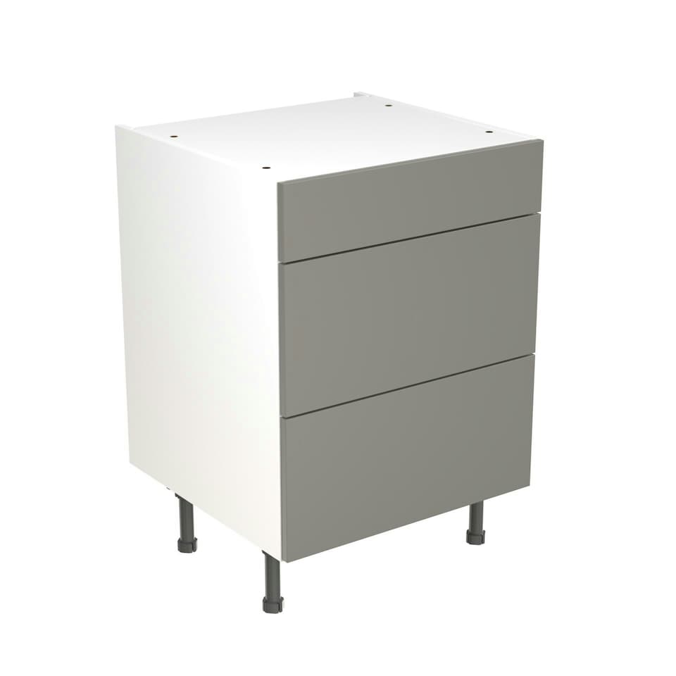 image 1 of 3 Drawer Base Unit 600mm w/ Slab Cabinet Door - Super Gloss Dust Grey Grey | Super Gloss Dust Grey