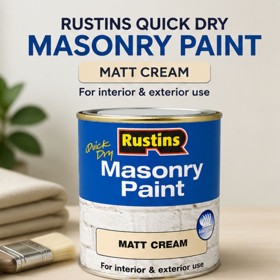 image 1 of Rustins Quick Dry Masonry Paint Matt Cream 500ml