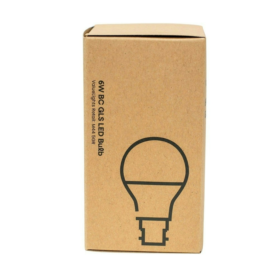 image 1 of ValueLights 2 Pack B22 White Plastic GLS LED 6W Cool White 6500K 500lm Light Bulb