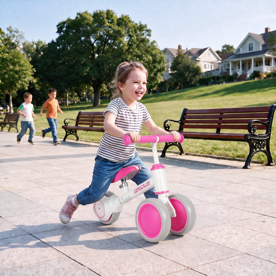 image 1 of AIYAPLAY Balance Bike with 135° Steering Limit for Toddlers 1-2 Years, Pink
