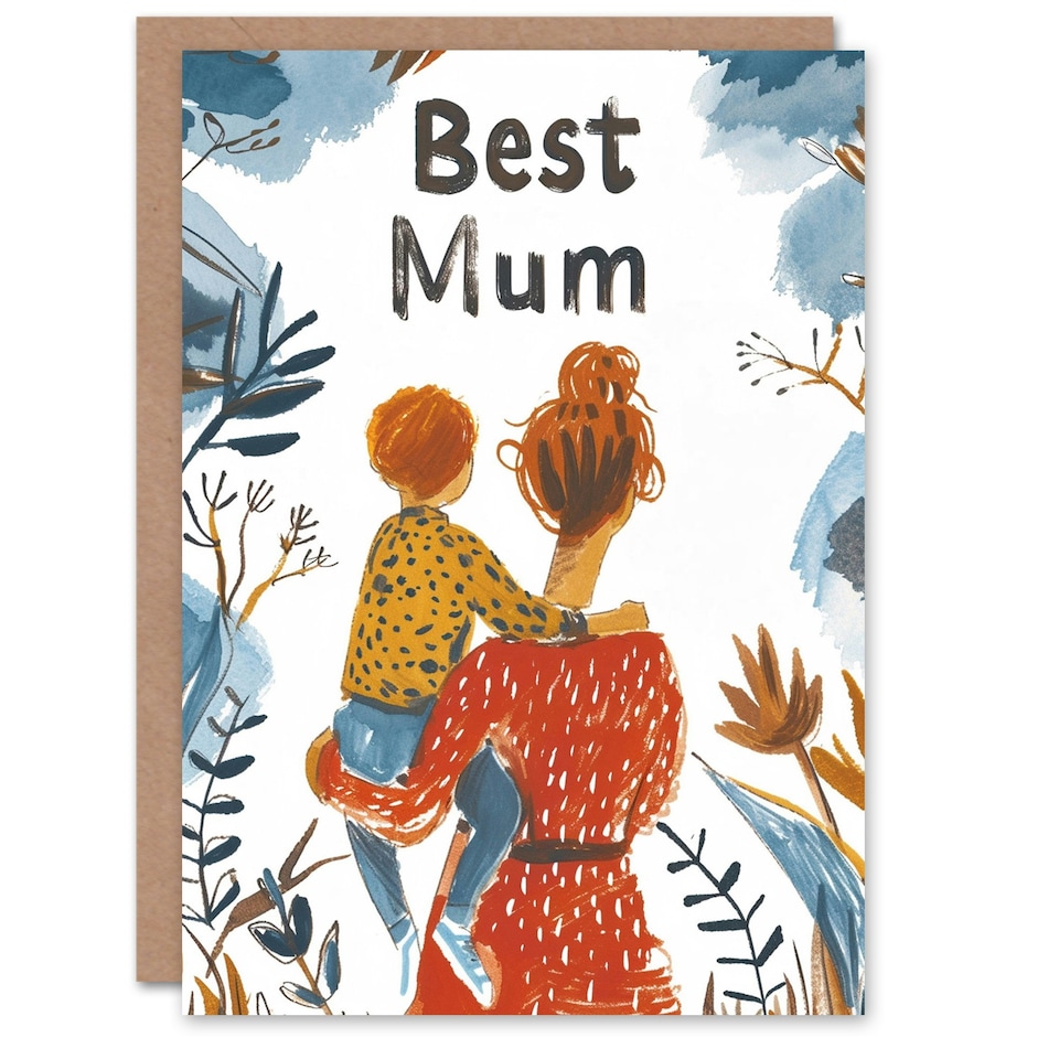 image 1 of Mothers Day Card Best Mum Holding Illustration Card