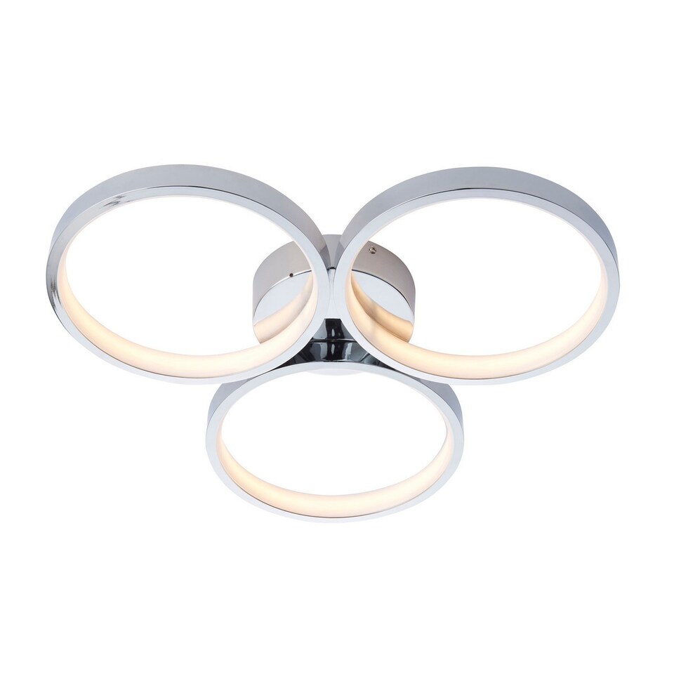 image 1 of Radius Modern Designer Round LED Semi Flush Ceiling Light Chrome, Warm White, IP44