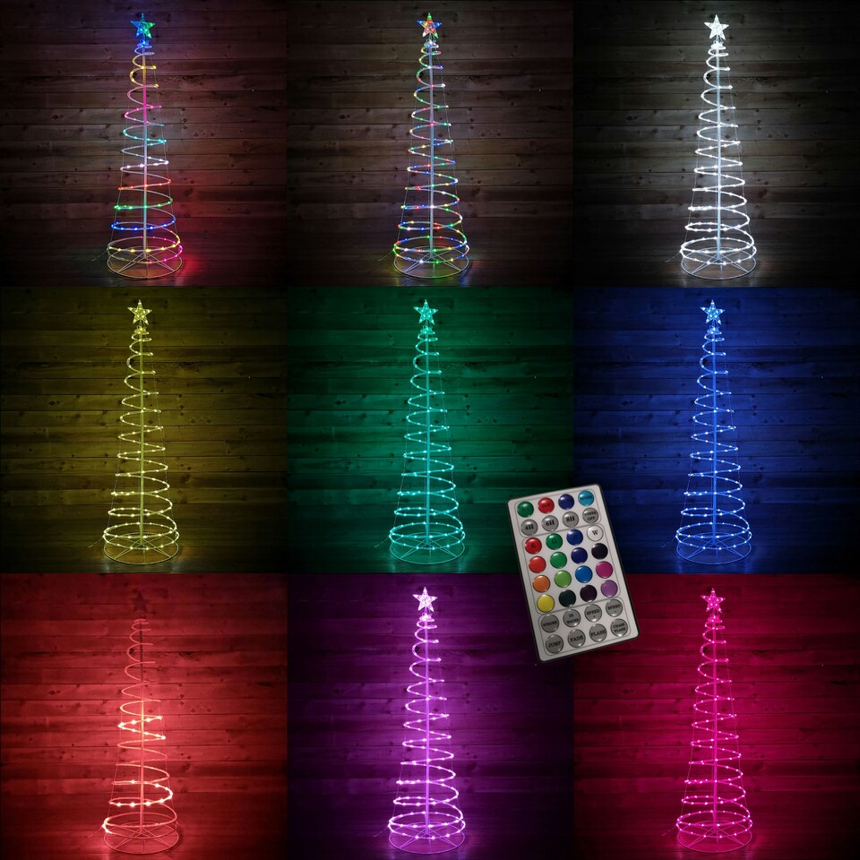 image 1 of 6ft (180cm) Indoor Outdoor Multifunction Colour Changing Digital Spiral Christmas Tree with Remote Control & Timer