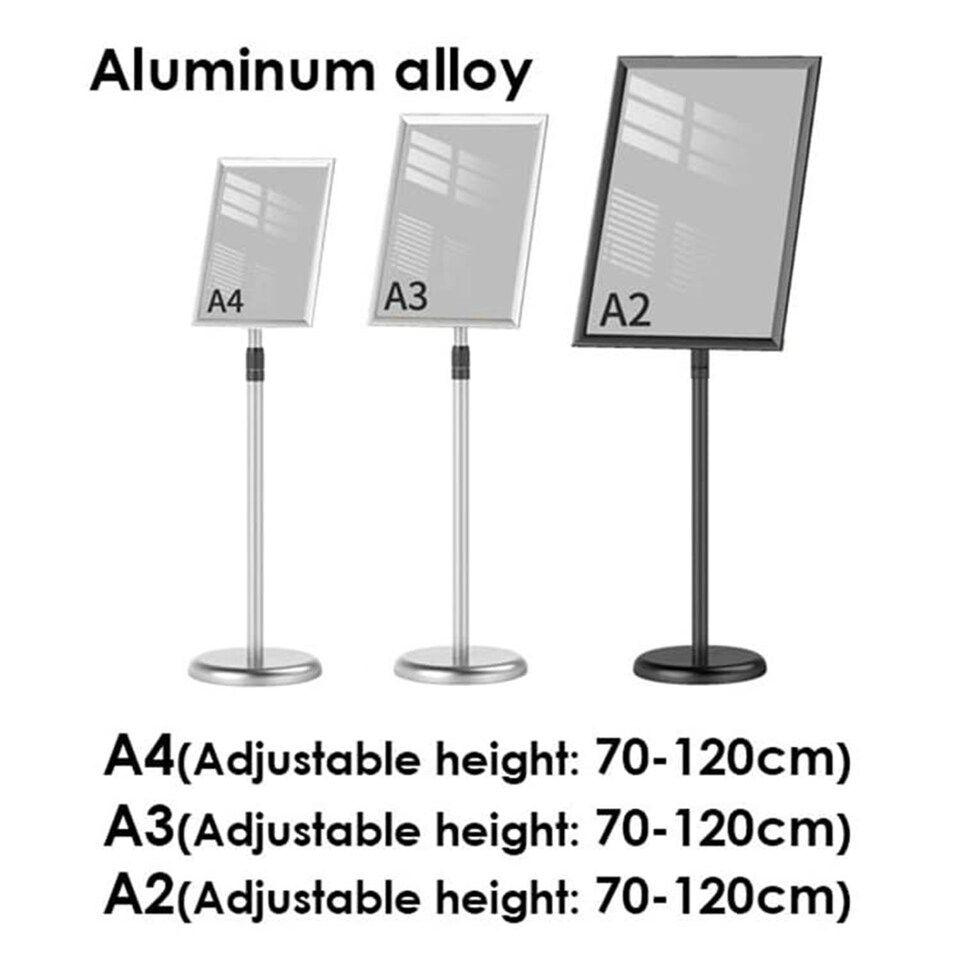 image 1 of A2 Mobile Aluminum Alloy Poster Stand - Adjustable Height Display
