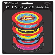 Pack of 6 Superhero Design Shield - Party Bag Fillers