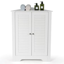 COSTWAY Corner Bathroom Storage Cabinet Display Unit